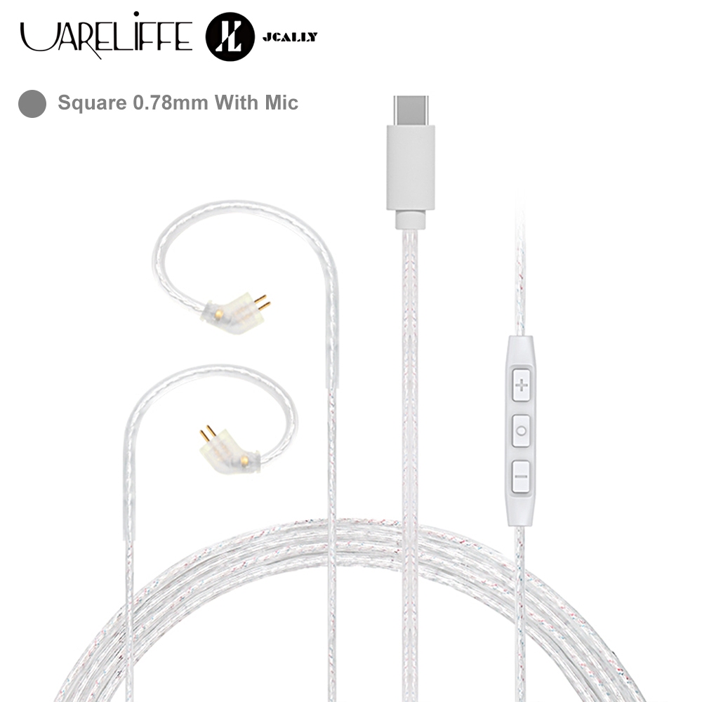 Uareliffe JCALLY PJ3 ชุดหูฟังเปลี่ยนสายสามปุ่ม Mic Type-C 5N OFC สายชุบเงิน QDC/0.78 มม.หูฟังอัพเกรด
