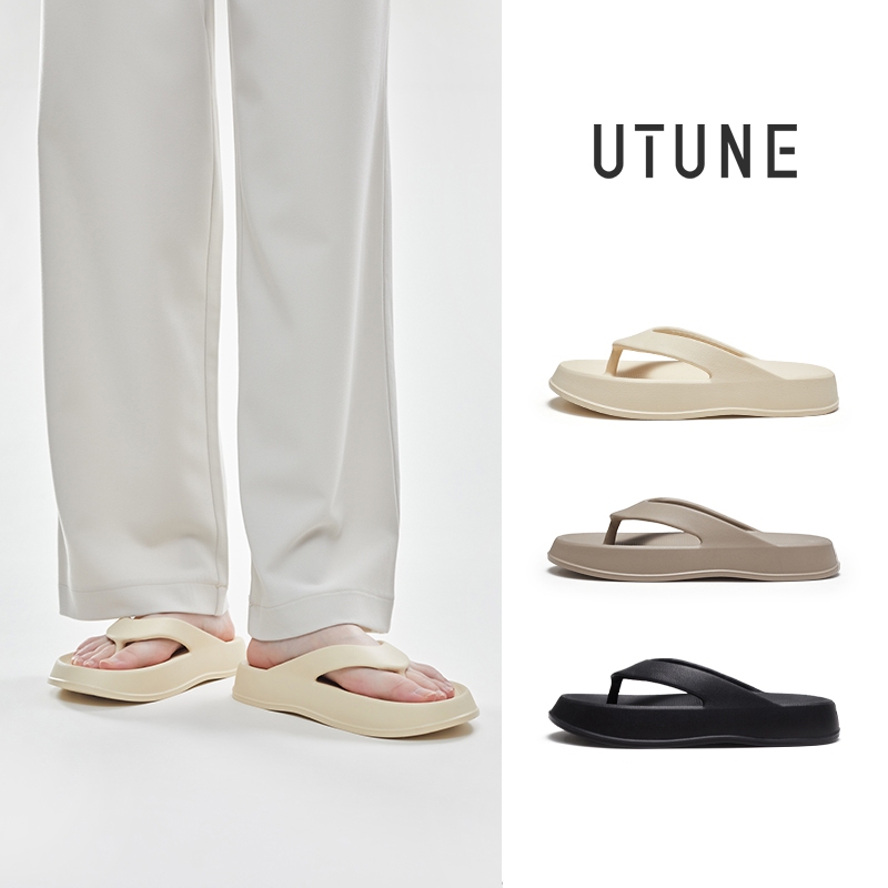 UTUNE รองเท้าแตะ EVA แบบคีบ พื้นหนา 3 ซม. กันลื่น นุ่มสบาย ไม่หลุดง่าย แฟชั่น ใส่เดินชายหาด ใส่นอกบ้าน Unisex