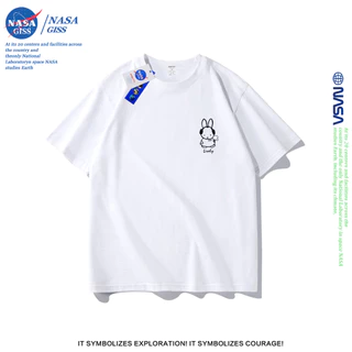 NASA เสื้อยืดชายหญิงแขนสั้น สไตล์ลำลอง summer Miffy พิมพ์ลาย คอตตอน คอกลม หลวมและระบายอากาศ