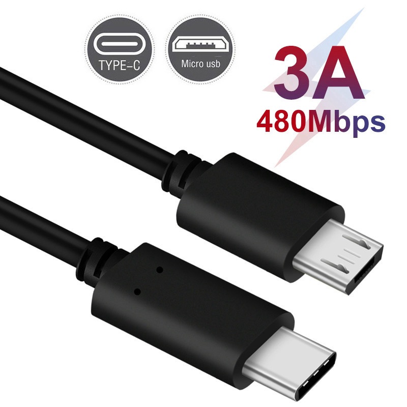 สายเคเบิลอะแดปเตอร์แปลง Micro USB ตัวผู้ OTG เป็น Type C (USB-C)