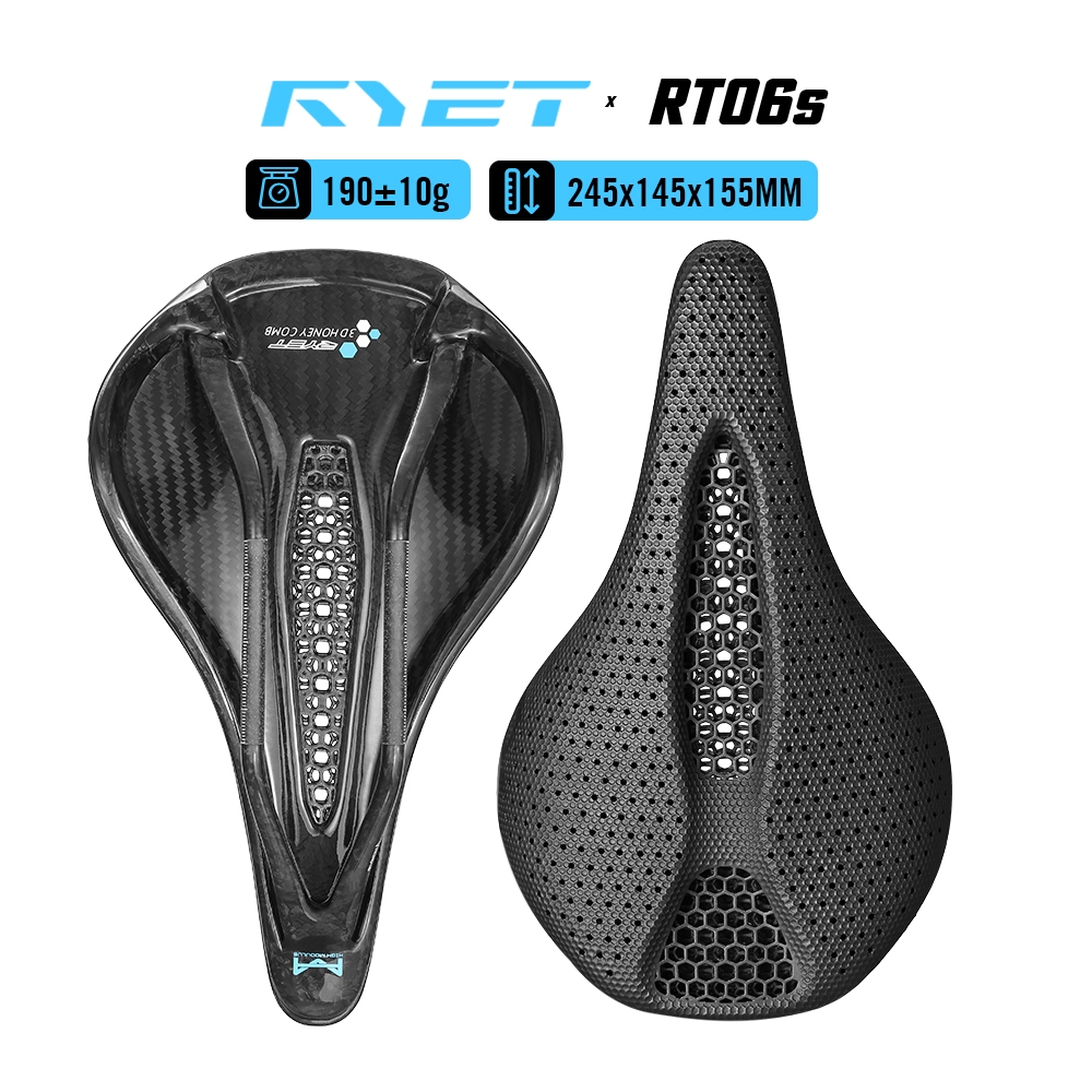 สต็อกพร้อม! RYET Full Carbon Bike Saddle, 3D พิมพ์หรือ EVA เบาะ 145 มม./155 มม.ความกว้างตัวเลือก, Superlight 190-215g น้ําหนัก 150 กก., รูปไข่ 7x9 มม.สําหรับ Road MTB กรวด
