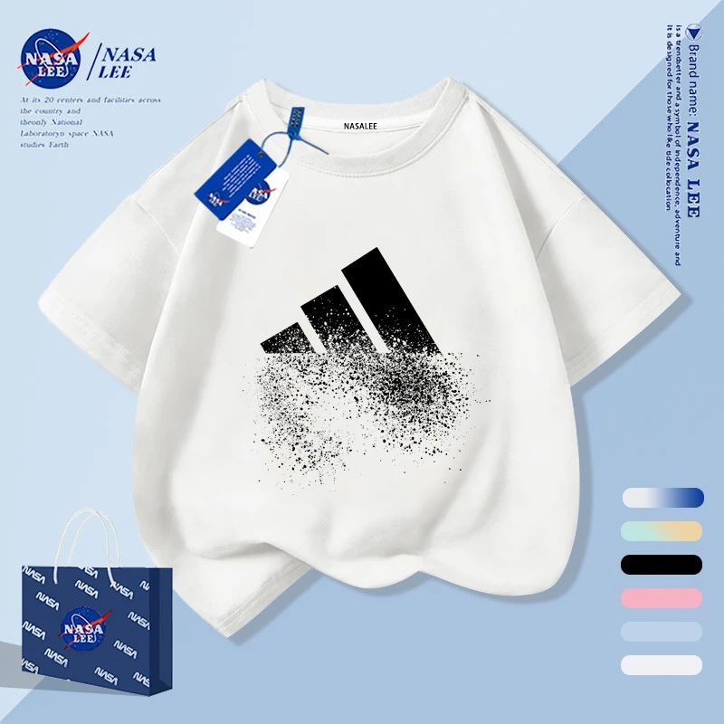 [จัดส่งในวันเดียวกัน] เสื้อยืดนาซ่าแขนสั้น ทำจากผ้าฝ้าย สบายๆ เหมาะสำหรับทั้งผู้ชาย ผู้หญิง และเด็ก