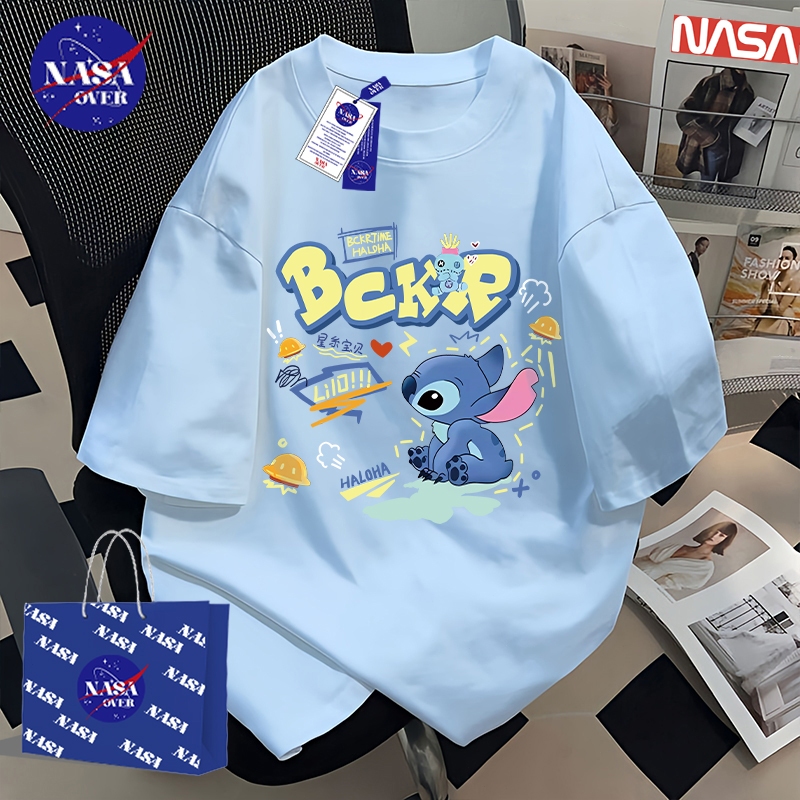 【พร้อมส่ง】🔥NASA ผ้าฝ้ายแท้100% แขนสั้น คอกลม ทรงโอเวอร์ไซส์ ใส่ได้ทั้งชายหญิง👽ลายพิมพ์ปีศาจต่างดาว เสื้อYG309