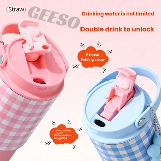 GEESO Tumbler 750ML / 25OZ Hot & Cold 316 Stainless Steel Water Bottle with Handle & Straw 手提吸管杯