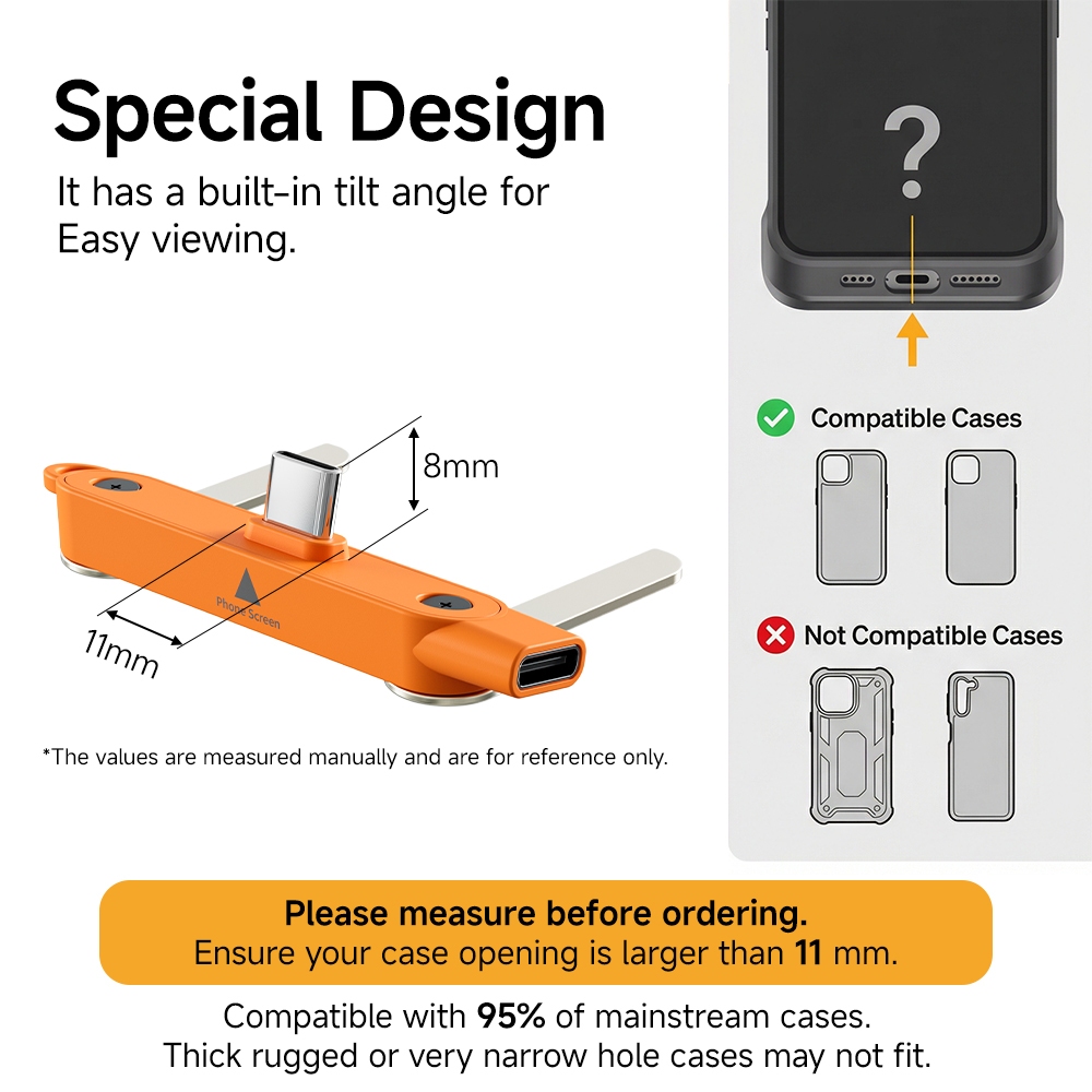 BlueWow Invisible Holder Charger Cable พร้อมขาตั้ง, 240W Angled Fast Charging Data Cable 2-in-1 & Phone Stand For Gaming, Office, Car Travel, ใช้งานร่วมกับสายชาร์จ Type-C ราคา ถูกที่สุด ดีลบีเคเค แกลเลอรีภาพที่ 8