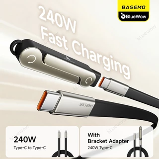 BlueWow Invisible Holder Charger Cable พร้อมขาตั้ง, 240W Angled Fast Charging Data Cable 2-in-1 & Phone Stand For Gaming, Office, Car Travel, ใช้งานร่วมกับสายชาร์จ Type-C