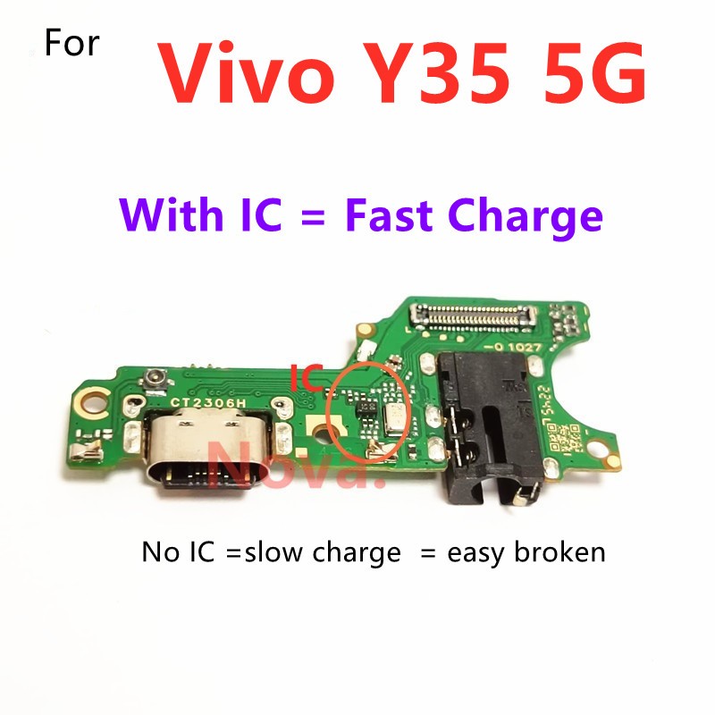 แท่นชาร์จสําหรับ Vivo Y35 5G Fast Charge Port พร้อม IC Flex Cable Dock Repair Replacement Part