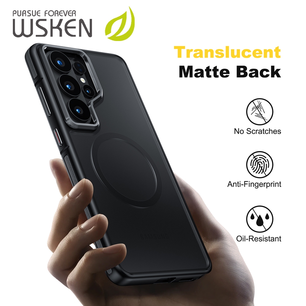 [New]WSKEN Matte เคส Samsung S26Ultra / S25Ultra / S24Ultra ป้องกันลายนิ้วมือ แม่เหล็ก case การป้องกันการตก กันกระแทก Magnetic ชาร์จเร็ว โปร่งใสสูง เคส