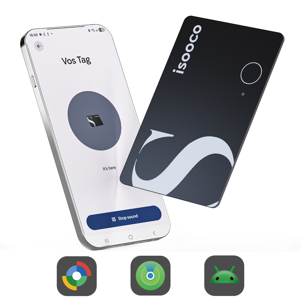 ISOOCO แอร์การ์ดโปร ระบบคู่ เครื่องติดตามหาไอเท็มแบบบางพิเศษสำหรับใส่ในกระเป๋าสตางค์ พร้อมชาร์จในตัว ความหนาเพียง 1.6 มิลลิเมตร จำนวน 1 แพ็ค