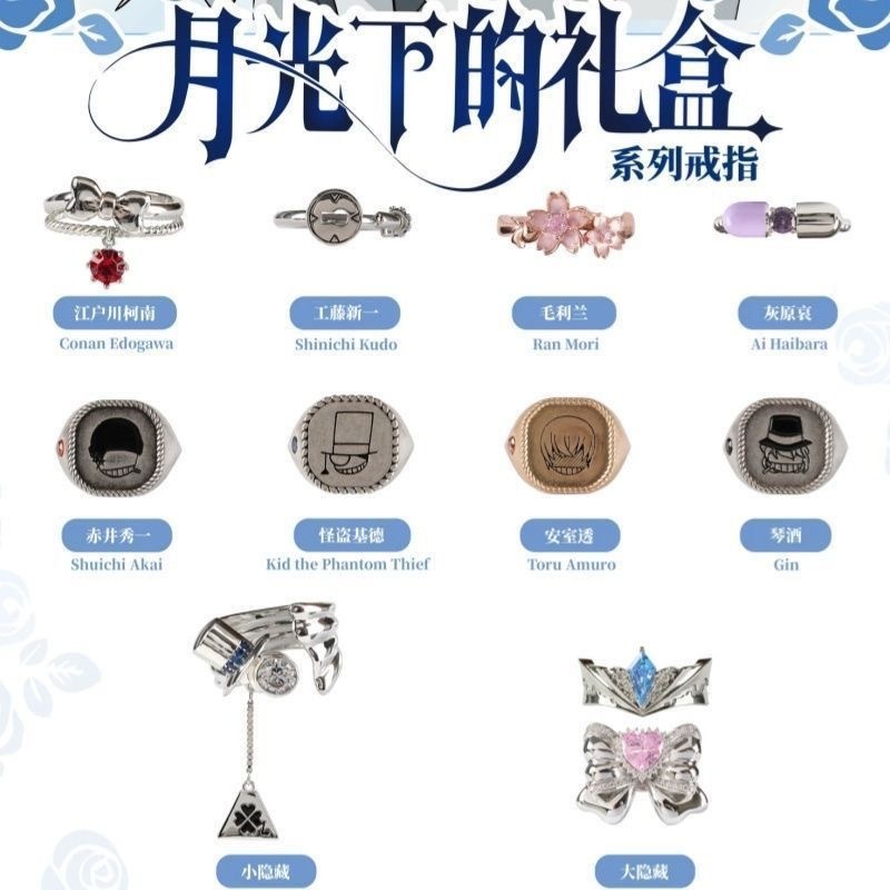 Boxfun ดีเทกตีฟ โคนัน กล่องสุ่ม แหวน กำไลข้อมือ ชุดแสงจันทร์ ของขวัญวาเลนไทน์สำหรับคู่รัก