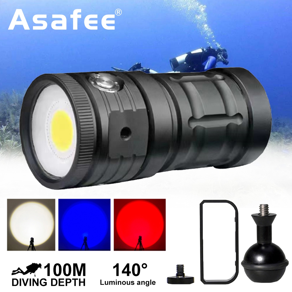 Asafee D10 18000LM ไฟฉายความสว่างสูง สำหรับการดำน้ำและการถ่ายภาพระยะไกล 100 เมตร