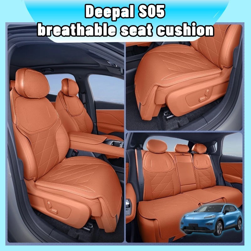 ชุดหุ้มเบาะรถยนต์สำหรับ Deepal s05 หนัง Nappa สีดำ/ส้ม/น้ำเงิน ตรงรุ่นโรงงาน ระบายอากาศได้ดี กันรอยขีดข่วน ไม่บดบังช่องแอร์ ติดตั้งง่ายไม่ต้องเจาะ ชุดแต่งภายในรถยนต์