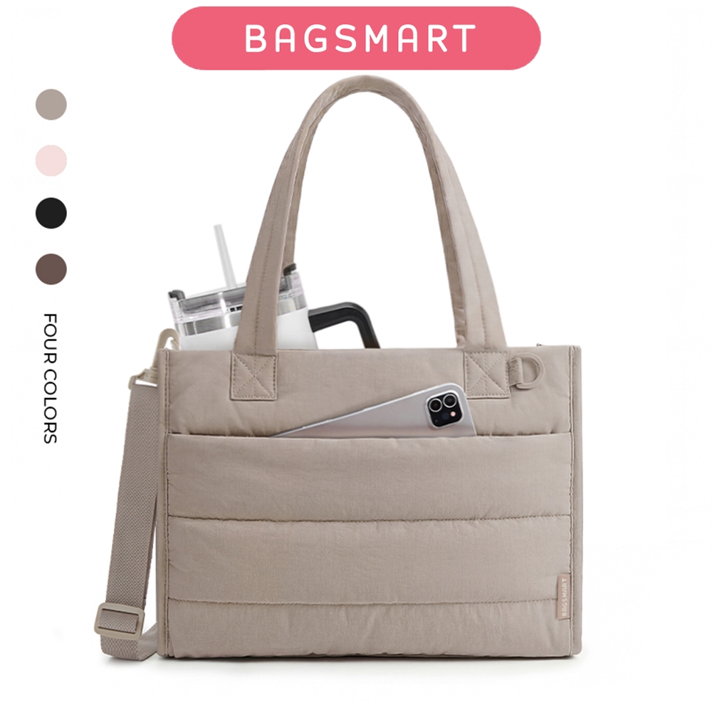 BAGSMART Tote Bag สำหรับผู้หญิง น้ำหนักเบา สามารถสะพายข้างได้ มีกระเป๋าระบบทอบคอมพิวเตอร์ขนาด 14" สำหรับการทำงานและการเรียนในมหาวิทยาลัย