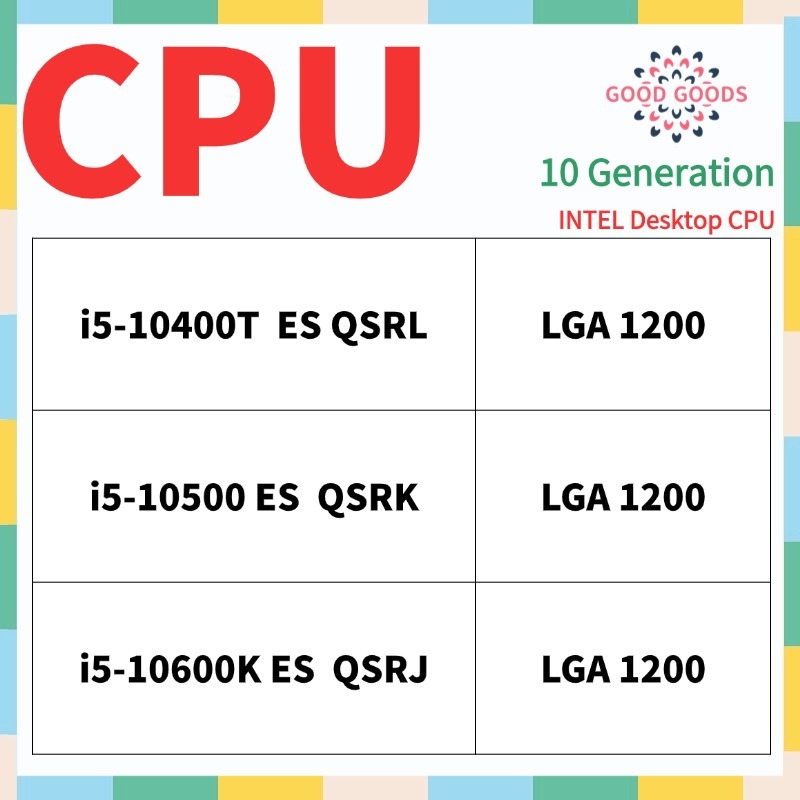 I5-10400T ES QSRL i5-10500 ES QSRK i5-10600K ES QSRJ รุ่นที่สิบ Intel Core เดสก์ท็อป CPU LGA1200