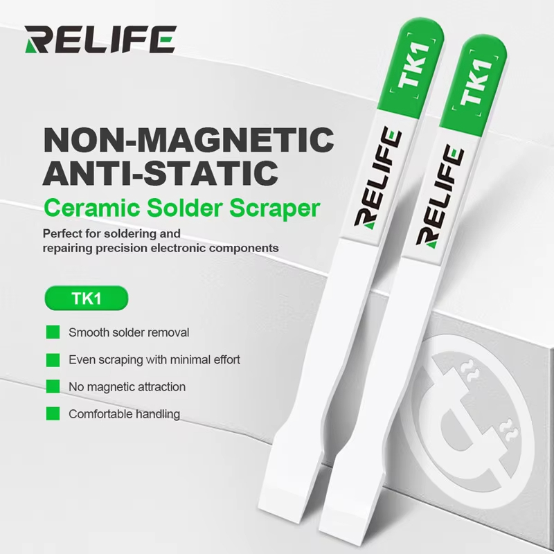 RELIFE TK1 Non Magnetic Ceramic Solder Scraper สําหรับเมนบอร์ดโทรศัพท์มือถือ PCB ซ่อมเครื่องมือ Anti