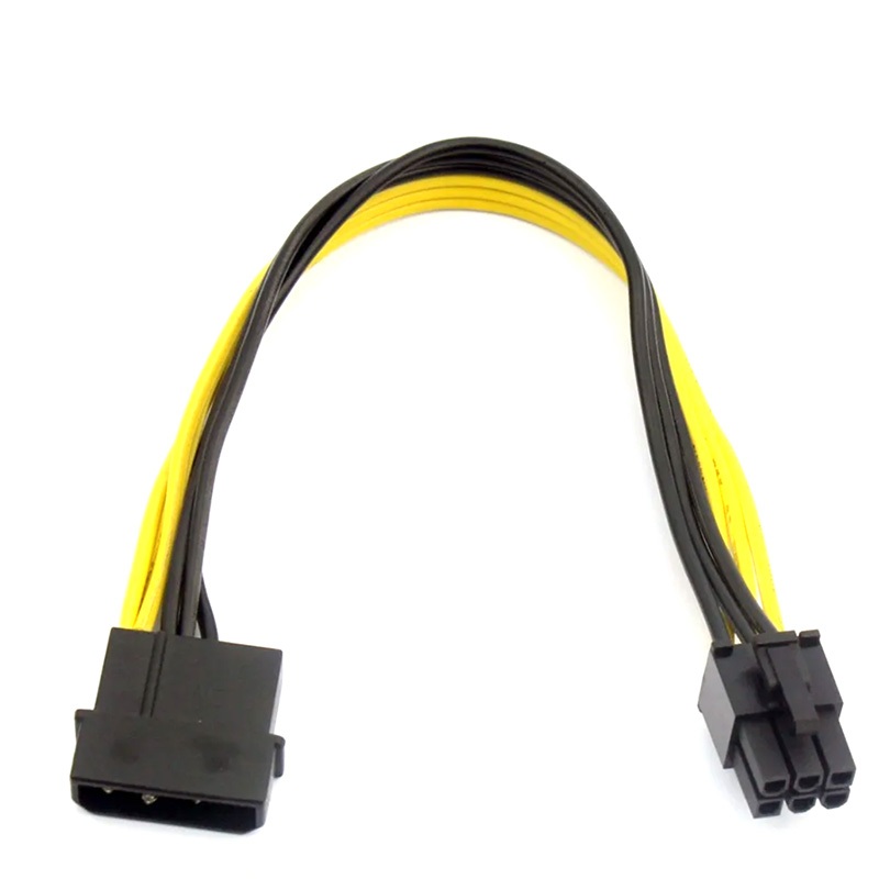 20 ซม. 18AWG 4-Pin Molex ชาย 6-Pin หญิง PCI-E PCI Express Power Adapter สาย