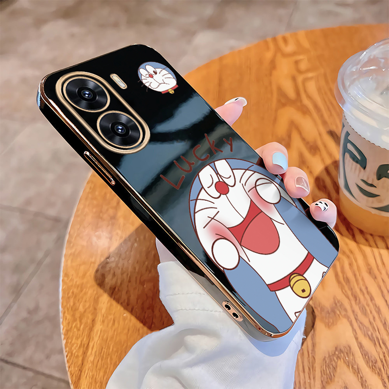 Xiaomi POCO X7 Pro F7 5G M7 Pro 5G Glossy Lucky Doraemon Casing Square Edges Plating Back Soft Case 