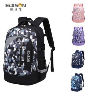 EDISON กระเป๋าเป้นักเรียน มัธยม นักศึกษา กันน้ำ น้ำหนักเบา ใ…