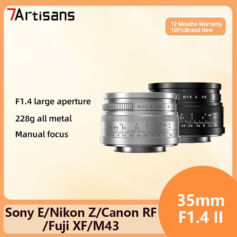 7artisans 35mm F1.4 II Mark 2 APS-C MF คู่มือ Prime เลนส์โฟกัสสําหรับ Sony E A6600 ZV-E10 FUJI FX Ca