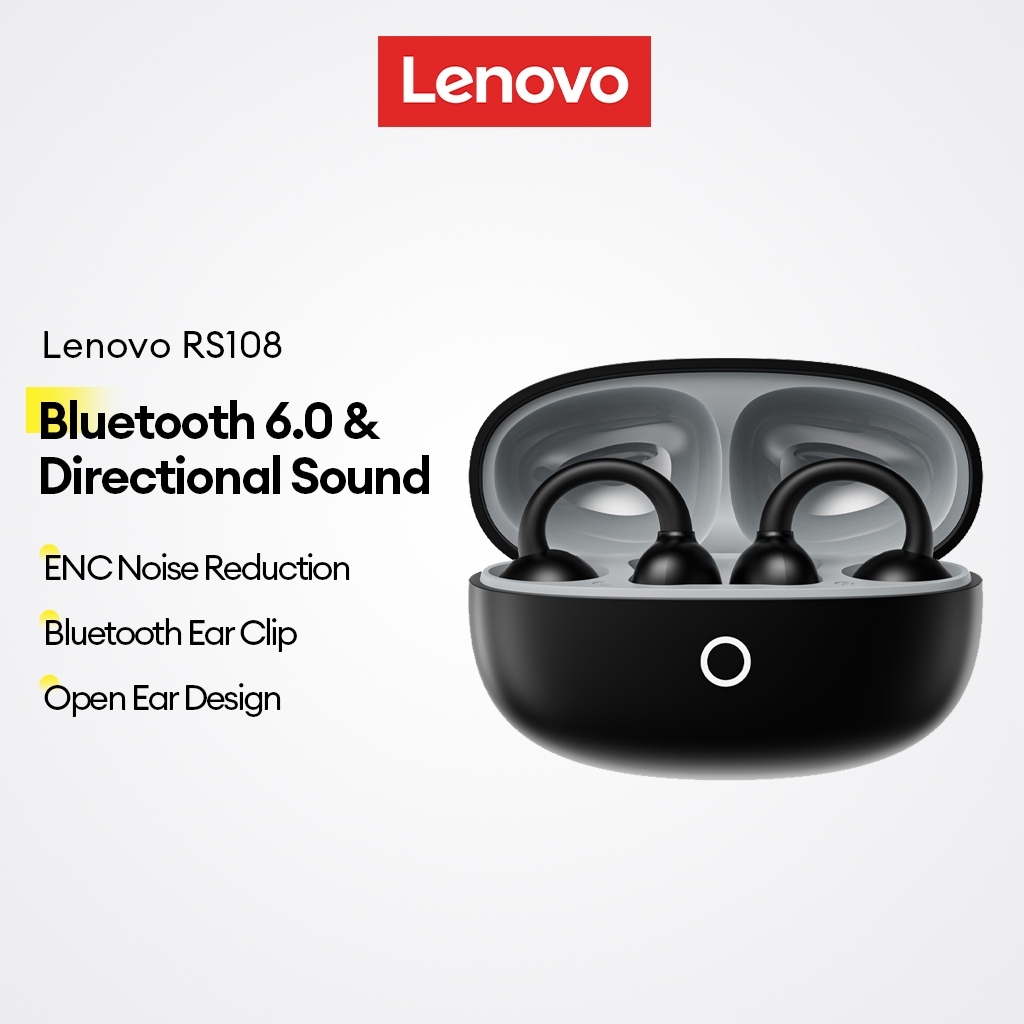 Lenovo RS108 หูฟังบลูทูธแบบหนีบหู Open Ear Clip Bluetooth V6.0 ตัดเสียงรบกวน ENC เสียงแบบกำหนดทิศทาง