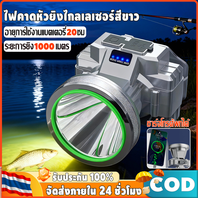 ไฟฉายคาดหัว แท้LEDกันน้ำ ไฟคาดหัวแรงสูง3000w ไฟส่องกบ แบตอึด14-24ชม.ไฟฉายแรงสูง ไฟสายคาดหัว ไฟฉายแบบชาร์จ หม้อแบตคาดหัว