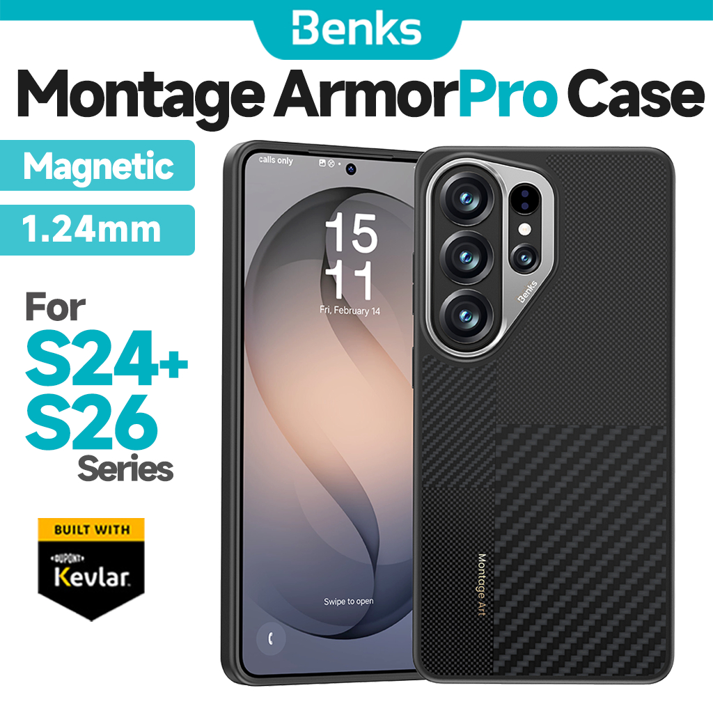[Benks Official] Benks สําหรับ Samsung S26 S25 Ultra S26+ S25U Magnetic Montage ArmorPro Case ในตัวคาร์บอนไฟเบอร์บางพิเศษกันกระแทกฝาครอบโทรศัพท์สไตล์มินิมอล