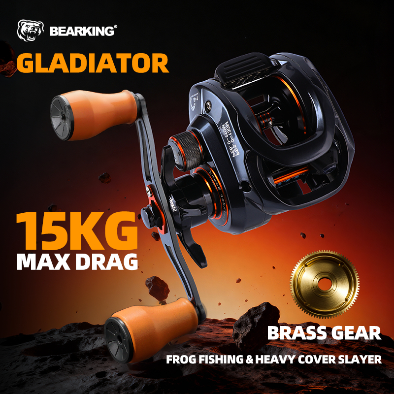 BEARKING MATADOR Baitcasting Reel 222g ลากสูงสุด 15 กก. 6 + 1BB อลูมิเนียมลึก Spool BRASS GEAR สําหรับ Monster Fishing Reel กบตกปลา
