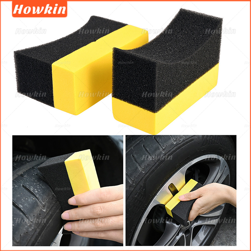 SaleCreative Car U-Shape ยางแว็กซ์ขัด Compound ฟองน้ํา Pad Tyre Clean Brush