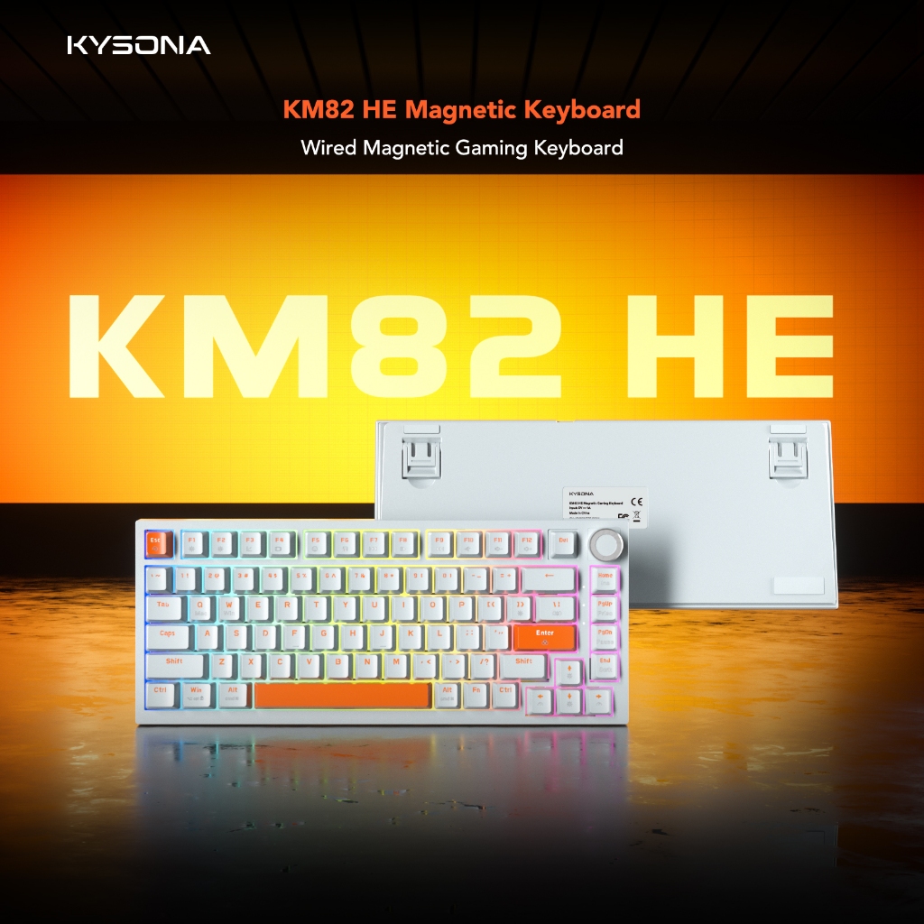 KYSONA KM82 HE 8KHz 75% 82 คีย์คีย์บอร์ดเกมแม่เหล็กแบบมีสายคลาสสิกเค้าโครง ARGB Lighting