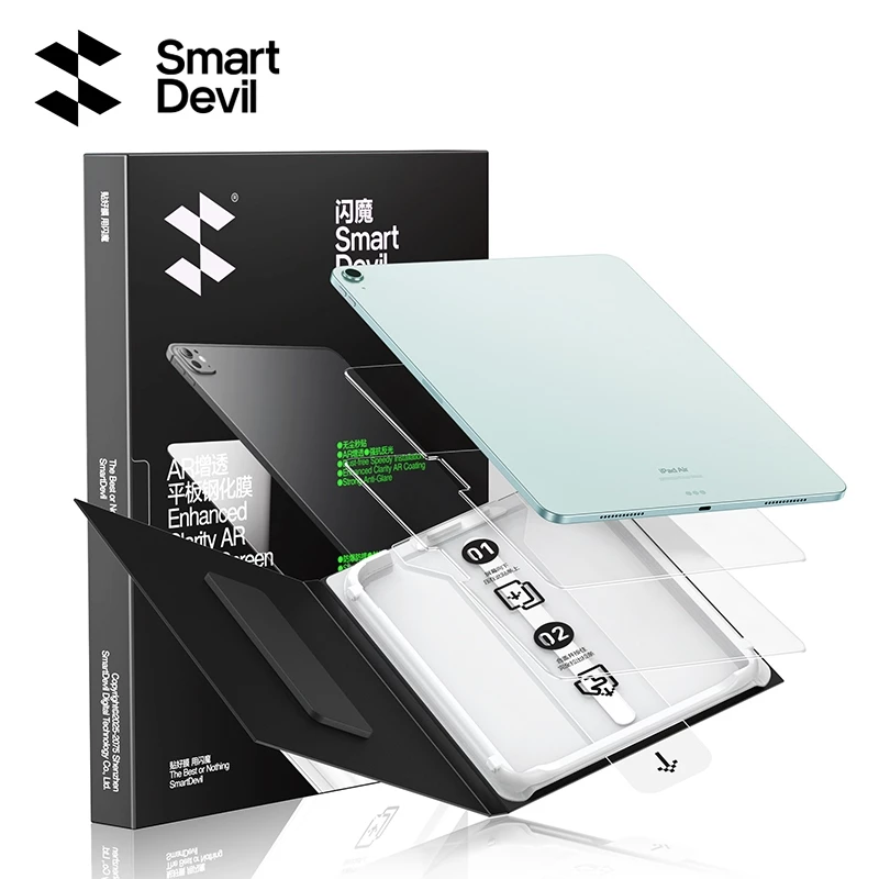 Smartdevil 2.5D HDกระจกนิรภัยสําหรับiPad Air6/Mini7/Air5/4/2022Pro/2021 Full Screen Eye Protection