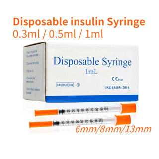 100pcs 0.3ml 0.5ml/cc-31Gx8mmx13mm เข็มฉีดยาสีส้ม,ทิ้งฆ่าเชื…