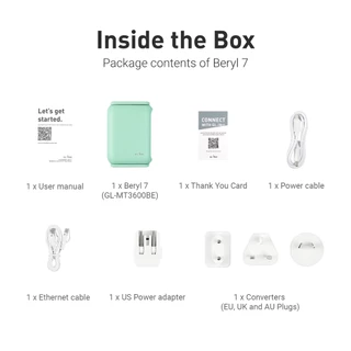 GL.iNet GL-MT3600BE (Beryl 7) เราเตอร์พกพาพกพา, Pocket Wi-Fi 7 ไร้สาย 2.5G Router, Mini Portable VPN Routers WiFi สําหรับรถยนต์, ท่องเที่ยว, เราเตอร์คอมพิวเตอร์สาธารณะ, ธุรกิจ, มือถือ