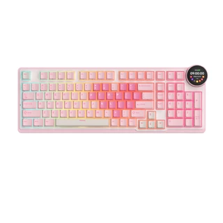 Royal Kludge RK N99 สีชมพู Melody 98 คีย์ Tri-Mode RGB แบบมีสายบลูทูธ 2.4G ไร้สายพร้อมหน้าจอ TFT แป้นพิมพ์เครื่องกล