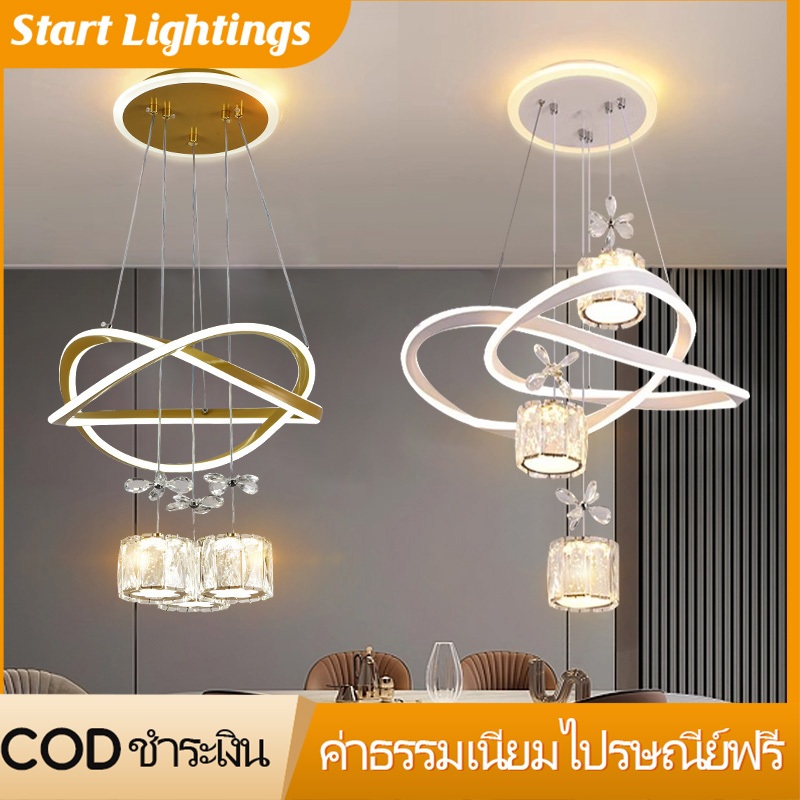 LED โคมระย้าร้านอาหารใหม่ ทันสมัย เรียบง่าย ห้องรับประทานอาหาร โคมไฟระย้าในครัวในครัวเรือน ไฟร้านค้าเชิงพาณิชย์
