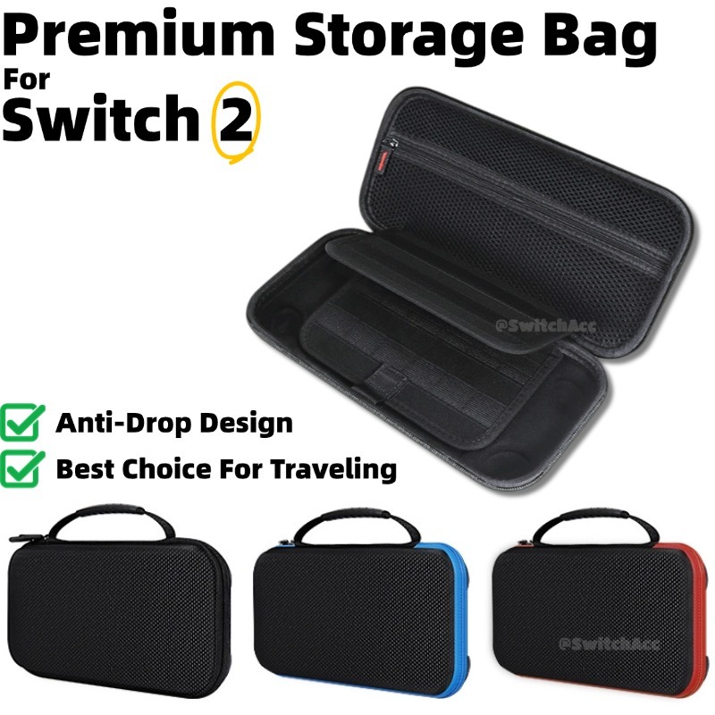 Switch Hard Nylon Storage Bag สําหรับ Nintendo Switch 2 กระเป๋าป้องกันสําหรับคอนโซลและอุปกรณ์เสริม super thin Local Stock