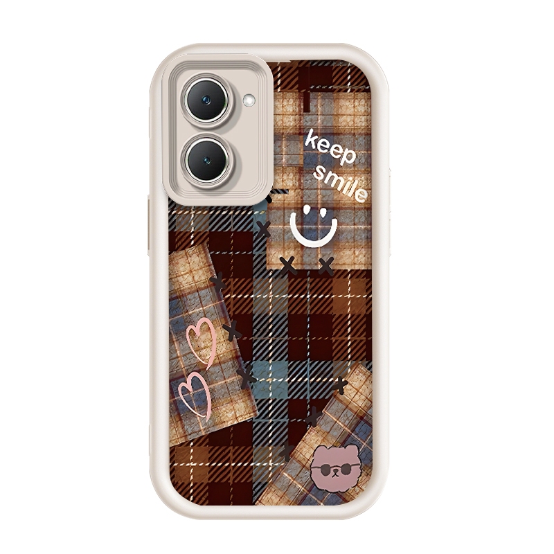 สําหรับ Vivo Y28s/Vivo Y28e,Grid Love Smile Picture,เคสโทรศัพท์ซิลิโคนป้องกันการตกหล่น