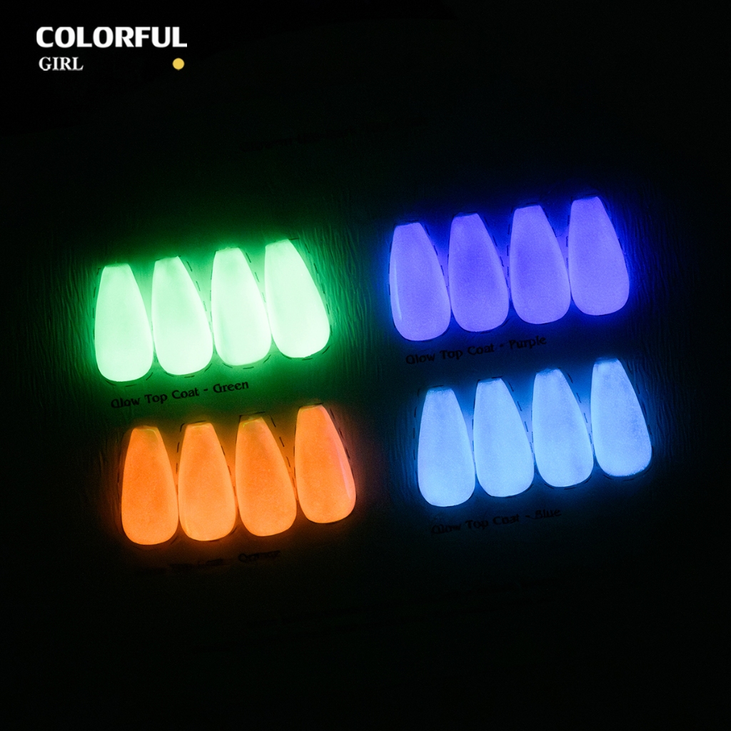 COLORFUL GIRL Top Coat เรืองแสง｜1 ขวดใช้ได้กับทุกสี｜หนึ่งมือได้ 2 เอฟเฟกต์｜เหมาะสำหรับงานเทศกาลและปาร์ตี้ ｜Top Coat เรืองแสง 12 มล. ไม่รบกวนสี เลือกได้ 4 สี