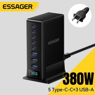 Essager 380W GaN 5 Type-C + 3 USB-A สมาร์ทชาร์จชิปป้องกันเคร…