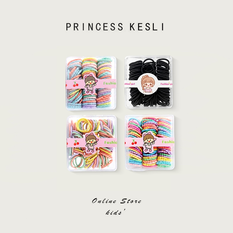 Princess Kesli เซต ยางรัดผม สําหรับเด็ก แฟชั่นเกาหลี ที่เรียบง่าย ยืดหยุ่นสูง ยางรัดผม เด็กผู้หญิง เครื่องประดับผม ราคาถูก Shopee Lazada