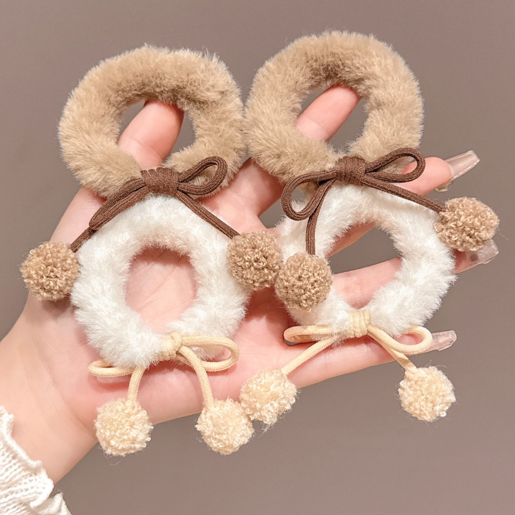 พวงมาลัยผมนุ่มนวล พร้อมปอมปอม สำหรับสาว ๆ แฟชั่น.ACCESSORIES