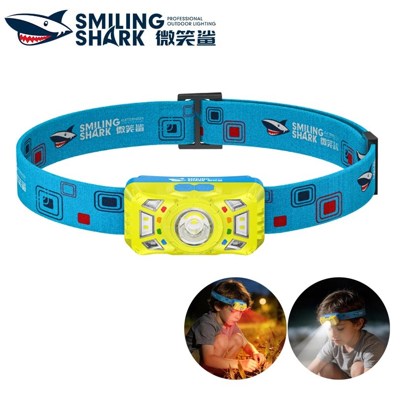 SmilingShark TD0278 ไฟคาดหัว ไฟฉายคาดหัว LED เซนเซอร์ ซุปเปอร์ไบรท์ มินิ ไฟหน้าเด็ก ที่คาดผมแบบนุ่มที่เหมาะกับผิว ด้วย ขาว/ไฟแดง 4โหมด Type-C ชาร์จใหม่ได้ กันน้ำสำหรับการตั้งแคมป์