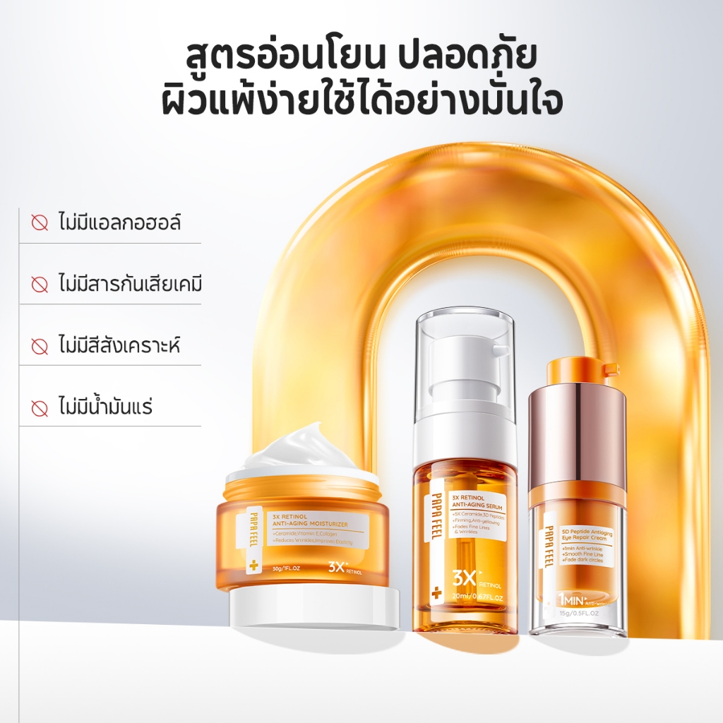 PAPA FEEL เซตสุดคุ้ม 5 ชิ้น : เช้า C เย็น A ครีมทาหน้า เซรั่ม Eye Cream ลดริ้วรอย ลดฝ้า ฟื้นฟูผิว [SET] - รูปที่ 3