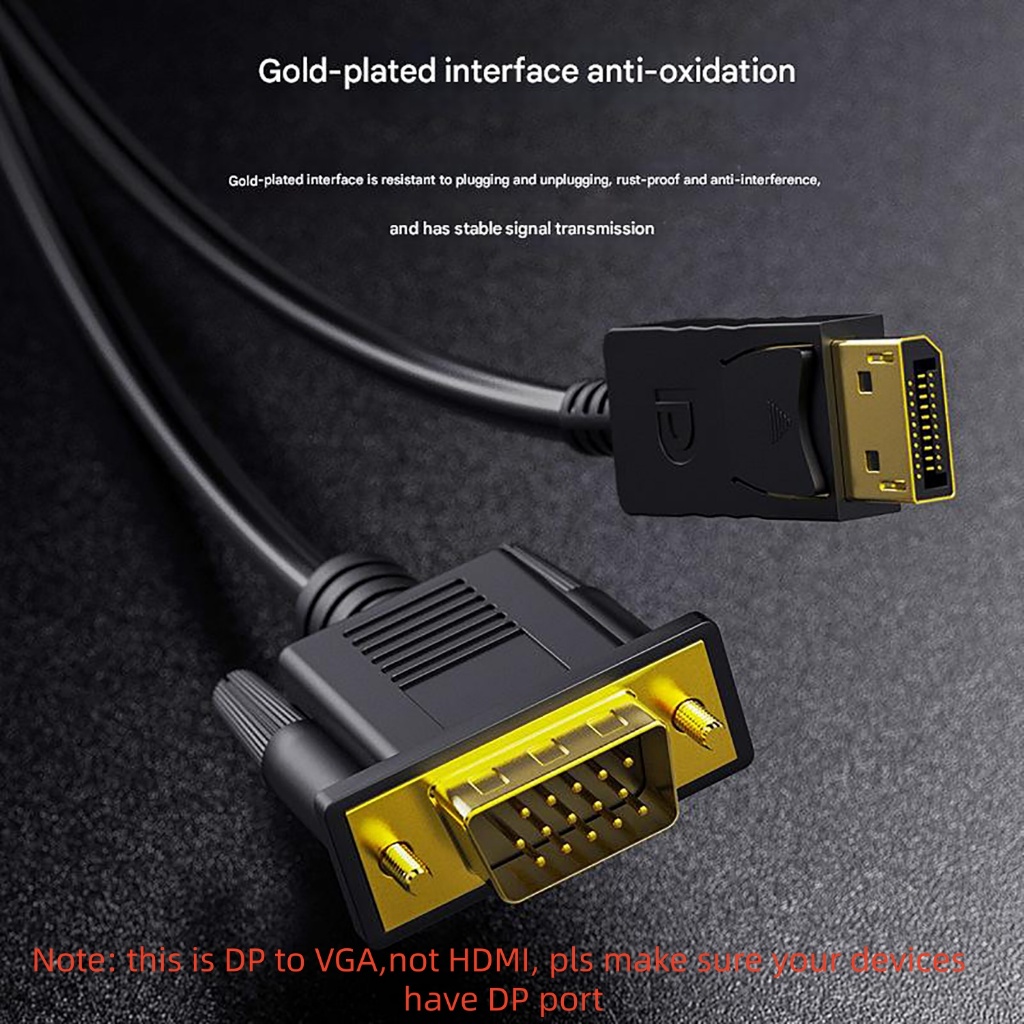 Gizzu GCPDPV18 Display Port to VGA cable Male to Male adapter 1080P 60HZ Connector 1.8m สําหรับแล็ปท็อปโปรเจคเตอร์ Monitor รับประกันหนึ่งปี