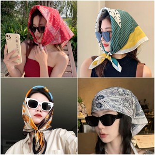 ผ้าพันคอไหมทรงสี่เหลี่ยม 70x70 ซม., พันคอได้นุ่มสบาย ใช้มัลต…