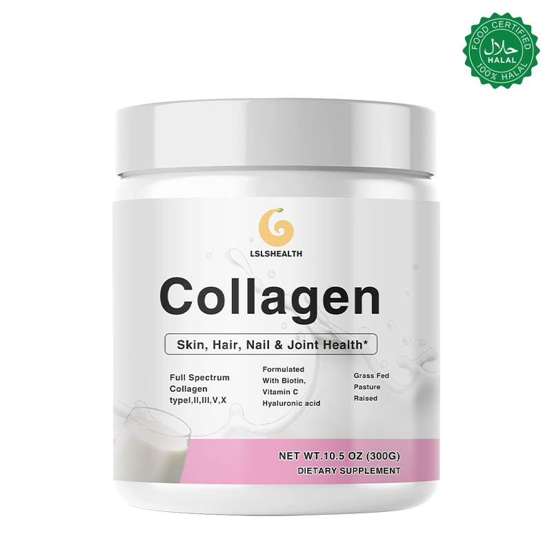 มัลติคอลลาเจนชนิดผง ชนิด I, II, III, V, X บรรจุ 5000mcg ไบโอติน, กรดไฮยาลูโรนิก, วิตามินซี - คอลลาเจ