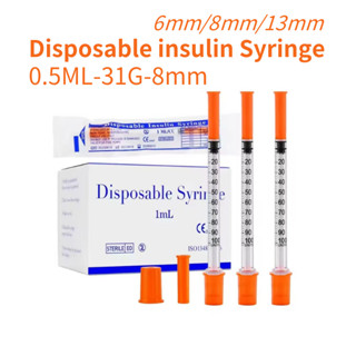 50ชิ้น1มิลลิลิตร/1ซีซี-31กรัม*6มิลลิเมตรสีส้มอินซูลินเข็มฉีด…