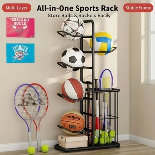 COD 8 ชั้นแหวนเก็บบาสเกตบอลฟุตบอลวอลเลย์บอลรักบี้ Ball Organizer Rack 8 ชั้น Cube แนวตั้ง Cube แนวตั้ง-ZYE