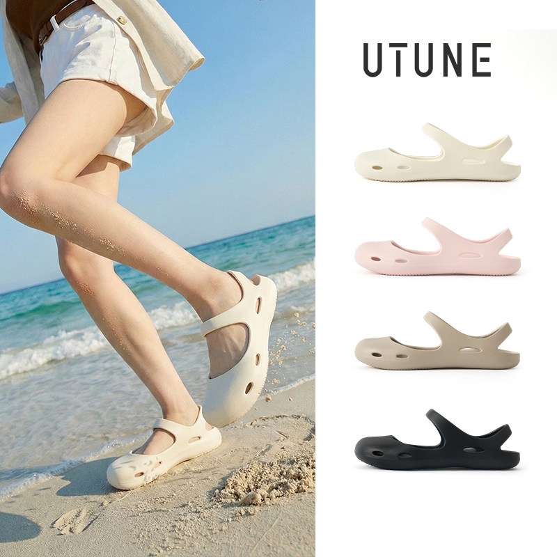 UTUNE รองเท้าเดินลุยน้ำ รองเท้าชายหาด รองเท้าแตะผู้หญิง รองเท้าแตะโยคะ รองเท้าโยคะบัลเล่ต์ รองเท้าโหว่ EVA กันลื่น น้ำหนักเบา ว่ายน้ำ ฟิตเนส ใส่สบาย