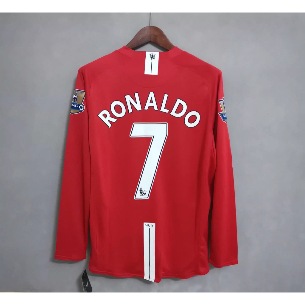 คุณภาพสูงสุด 2007/2008 เสื้อย้อนยุคแขนยาวแมนยูเหย้า RONALDO #7