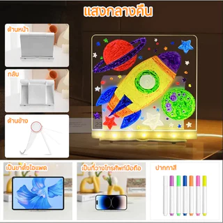 DIY แผ่นเรืองแสง LED คลิปบอร์ดเรืองแสง กระดานวาดภาพ Doodle สําหรับเด็ก ป้องกันรอยขีดข่วน LED Writing Board